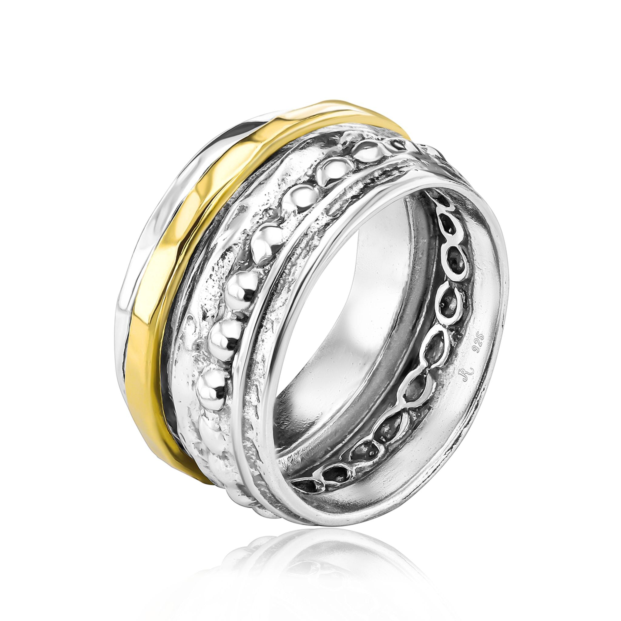 Two Tone Beaded Spinner Ring