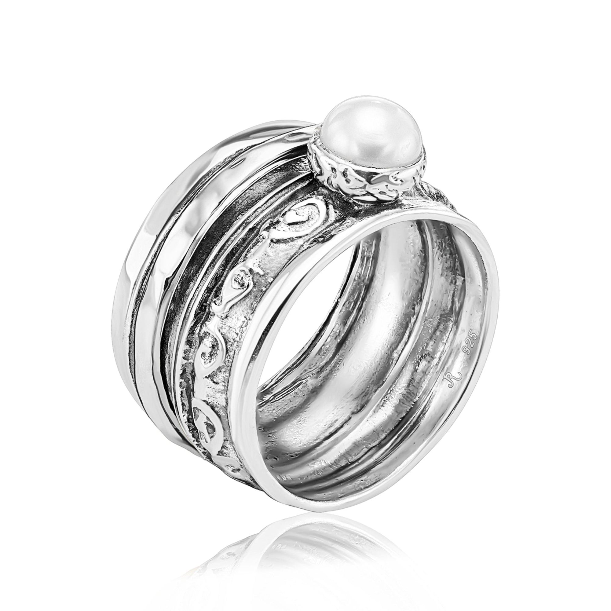 Sterling Silver Pearl Spinner Ring