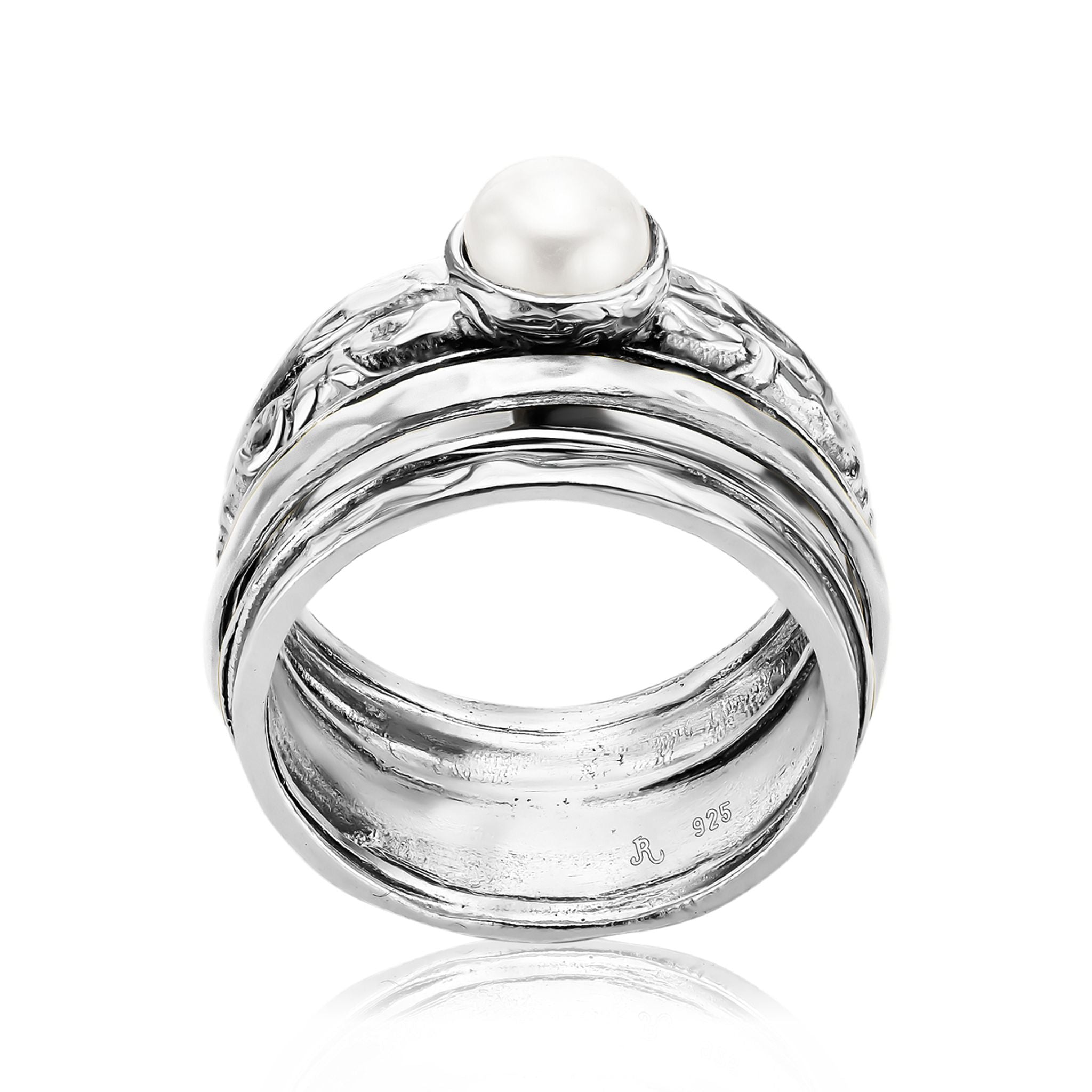 Sterling Silver Pearl Spinner Ring